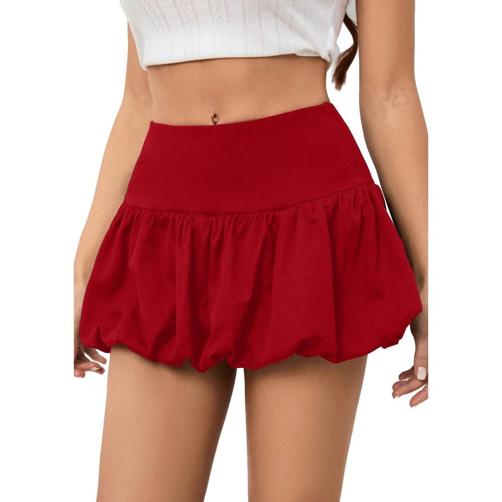 1252 Y2K Bubble Mini Skirt Low Waist Puff Skirt Summer Streetwear Skort